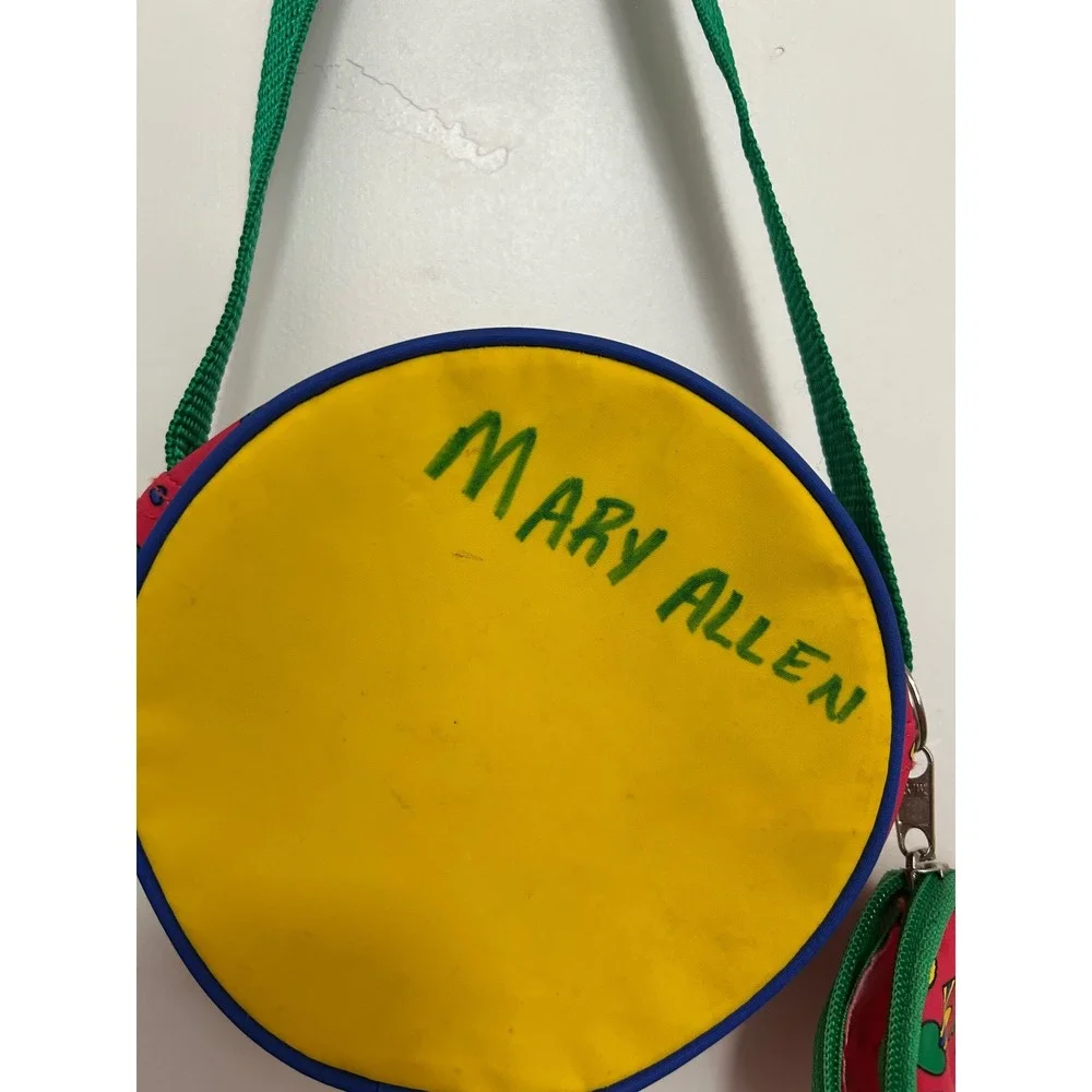 Vintage 1992 Barney & Baby Bop Round Crossbody Purse with Coin Pouch Yellow 90s